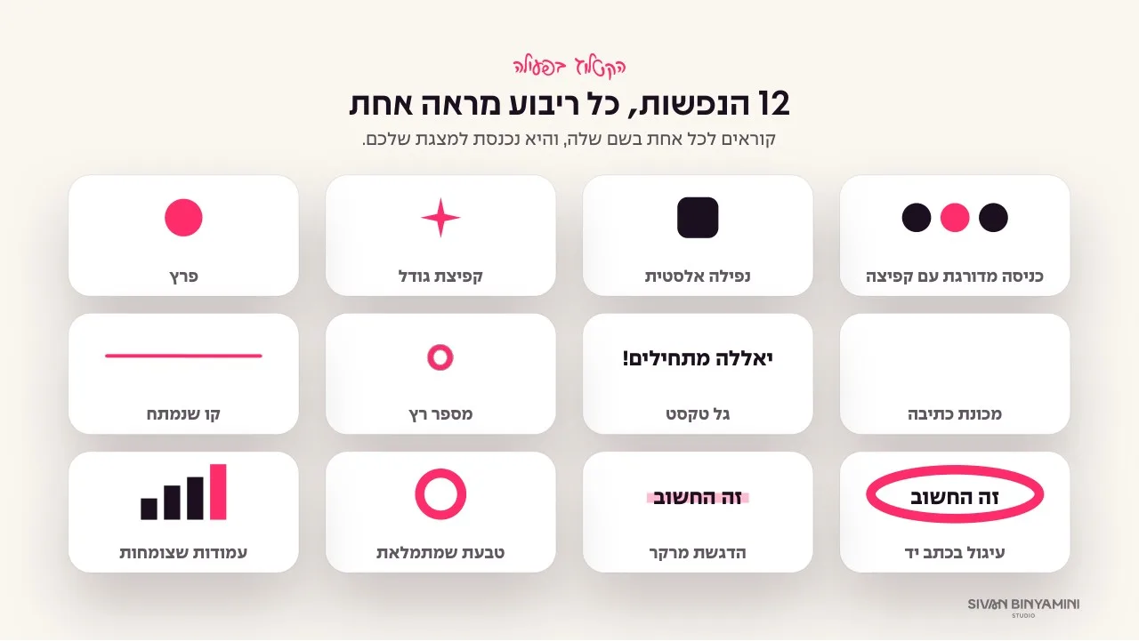 שקף עם 12 הנפשות מתוך הקטלוג